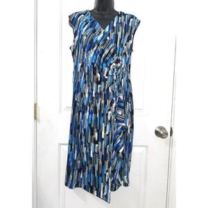 Peach Velvet New York multicolor blue geometrical print dress